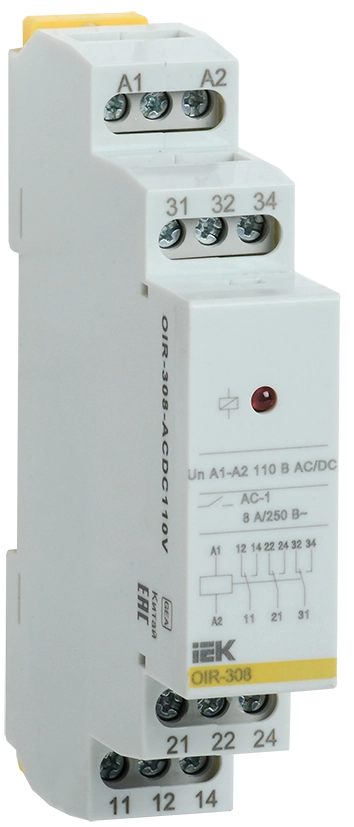 Реле промежуточное модульное OIR 3 контакта 8А 110В AC/DC IEK Реле промежуточное модульное OIR 3 контакта 8А 110В AC/DC IEK