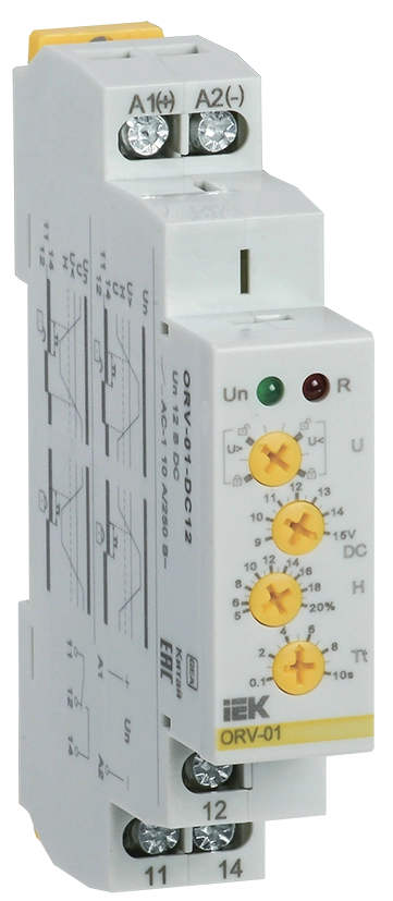 Реле контроля напряжения ORV с блокировкой однофазное 12В DC IEK Реле контроля напряжения ORV с блокировкой однофазное 12В DC IEK