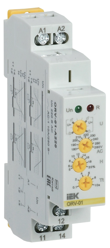 Реле контроля напряжения ORV с блокировкой однофазное 220В AC IEK Реле контроля напряжения ORV с блокировкой однофазное 220В AC IEK