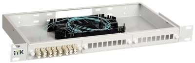 ITK 1U Оптический распределительный кросс укомплектованный: SC (Simplex) 12шт, (OM3) ITK 1U Оптический распределительный кросс укомплектованный: SC (Simplex) 12шт, (OM3)