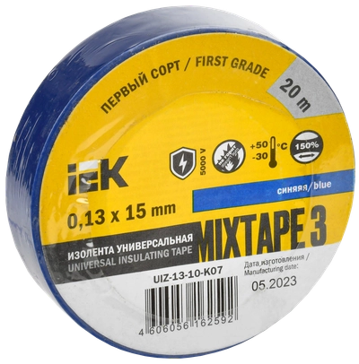 MIXTAPE 3 Изолента 0,13х15мм синяя 20м IEK MIXTAPE 3 Изолента 0,13х15мм синяя 20м IEK