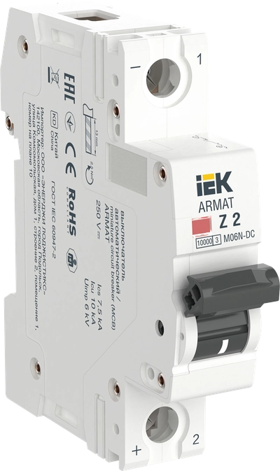ARMAT Автоматический выключатель M06N-DC 1P Z 2А IEK ARMAT Автоматический выключатель M06N-DC 1P Z 2А IEK