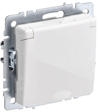 BRITE Розетка 1-местная с заземлением с защитными шторками и крышкой 16А IP20 РСбш10-3-БрБ белый IEK BRITE Розетка 1-местная с заземлением с защитными шторками и крышкой 16А IP20 РСбш10-3-БрБ белый IEK