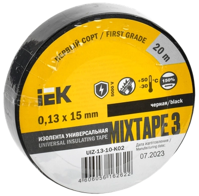 MIXTAPE 3 Изолента 0,13х15мм черная 20м IEK MIXTAPE 3 Изолента 0,13х15мм черная 20м IEK