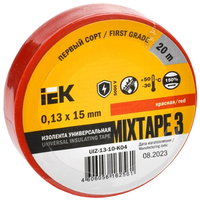 MIXTAPE 3 Изолента 0,13х15мм красная 20м IEK MIXTAPE 3 Изолента 0,13х15мм красная 20м IEK
