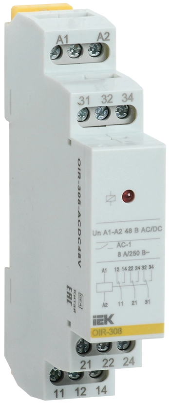 Реле промежуточное модульное OIR 3 контакта 8А 48В AC/DC IEK