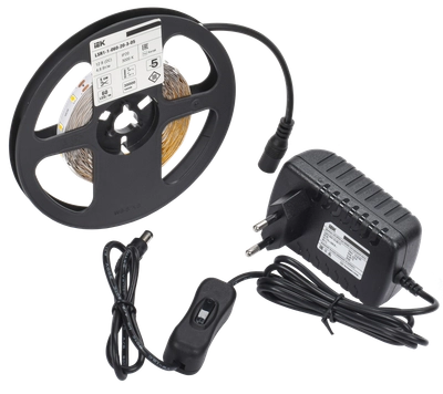 Комплект светодиодной подсветки "Сделай сам" (лента LED 5м LSR-2835WW60-4,8-IP20-12В + драйвер + выключатель) IEK Комплект светодиодной подсветки "Сделай сам" (лента LED 5м LSR-2835WW60-4,8-IP20-12В + драйвер + выключатель) IEK
