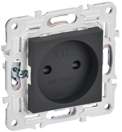 SKANDY Розетка без заземления с защитными шторками 10А SK-R01G графит IEK SKANDY Розетка без заземления с защитными шторками 10А SK-R01G графит IEK
