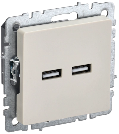 BRITE Розетка USB A+A 5В 3,1А РЮ10-1-БрКр бежевый IEK BRITE Розетка USB A+A 5В 3,1А РЮ10-1-БрКр бежевый IEK