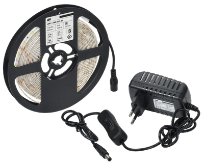 Комплект светодиодной подсветки "Сделай сам" (лента LED 5м LSR-2835WW60-4,8-IP65-12В + драйвер + выключатель) IEK Комплект светодиодной подсветки "Сделай сам" (лента LED 5м LSR-2835WW60-4,8-IP65-12В + драйвер + выключатель) IEK