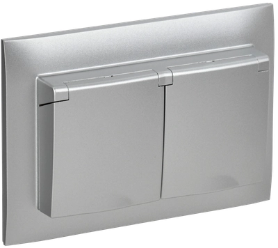 SKANDY Розетка 2-местная и крышкой 16А в сборе IP44 SK-R12S серебряный IEK SKANDY Розетка 2-местная и крышкой 16А в сборе IP44 SK-R12S серебряный IEK