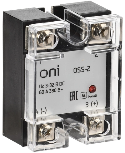 Реле твердотельное OSS-2 60А 380В AC 3-32В DC ONI Реле твердотельное OSS-2 60А 380В AC 3-32В DC ONI