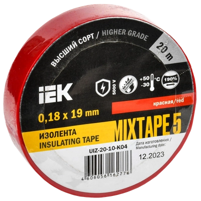 MIXTAPE 5 Изолента 0,18х19мм красная 20м IEK MIXTAPE 5 Изолента 0,18х19мм красная 20м IEK