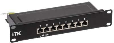ITK 1U патч-панель кат.6A STP 8 портов 10" (Dual IDC) ITK 1U патч-панель кат.6A STP 8 портов 10" (Dual IDC)