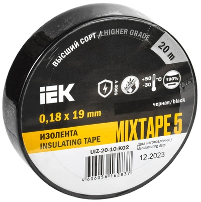 MIXTAPE 5 Изолента 0,18х19мм черная 20м IEK MIXTAPE 5 Изолента 0,18х19мм черная 20м IEK