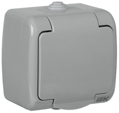 AQUATIC Розетка 1-местная с заземлением и крышкой для открытой установки 16А IP54 РСш12-2-А IEK AQUATIC Розетка 1-местная с заземлением и крышкой для открытой установки 16А IP54 РСш12-2-А IEK