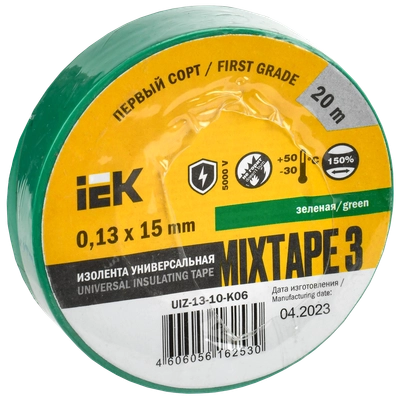 MIXTAPE 3 Изолента 0,13х15мм зеленая 20м IEK MIXTAPE 3 Изолента 0,13х15мм зеленая 20м IEK
