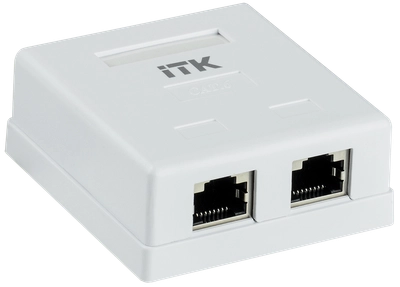 ITK Настенная информационная розетка RJ45 кат.6 FTP 2-порта ITK Настенная информационная розетка RJ45 кат.6 FTP 2-порта