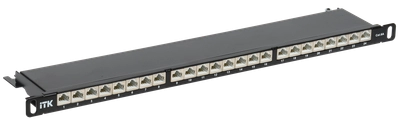 ITK 0,5U патч-панель кат.6A STP 24 порта экранированная (Dual IDC) высокой плотности ITK 0,5U патч-панель кат.6A STP 24 порта экранированная (Dual IDC) высокой плотности