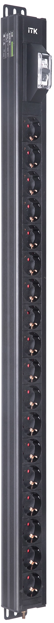 ITK BASE PDU вертикальный PV0101 23U 1 фаза 16А 18 розеток SCHUKO (немецкий стандарт) без кабеля с входным разъемом C20 ITK BASE PDU вертикальный PV0101 23U 1 фаза 16А 18 розеток SCHUKO (немецкий стандарт) без кабеля с входным разъемом C20