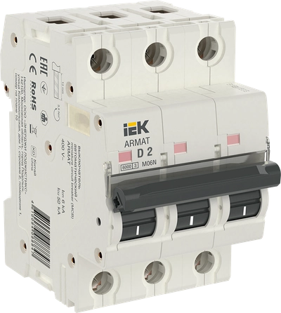 ARMAT Автоматический выключатель M06N 3P D 2А IEK ARMAT Автоматический выключатель M06N 3P D 2А IEK