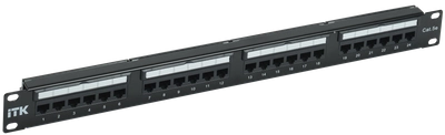 ITK 1U патч-панель кат. 5е UTP 24 порта Dual IDC слайд лейбл ITK 1U патч-панель кат. 5е UTP 24 порта Dual IDC слайд лейбл