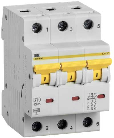 KARAT Автоматический выключатель ВА47-60M 3P B 10А 6кА IEK