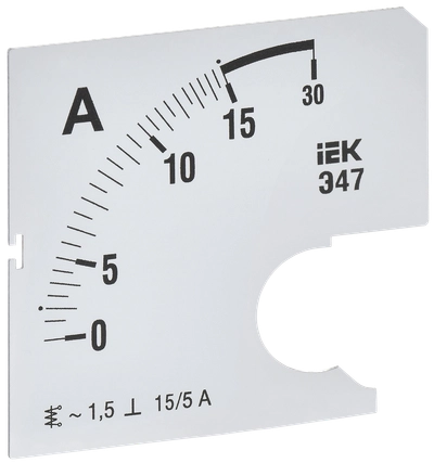 Шкала сменная для амперметра Э47 15/5А класс точности 1,5 72х72мм IEK Шкала сменная для амперметра Э47 15/5А класс точности 1,5 72х72мм IEK