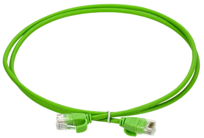 ITK Коммутационный шнур кат.6 UTP LSZH 2м slim колпачок с язычком зеленый