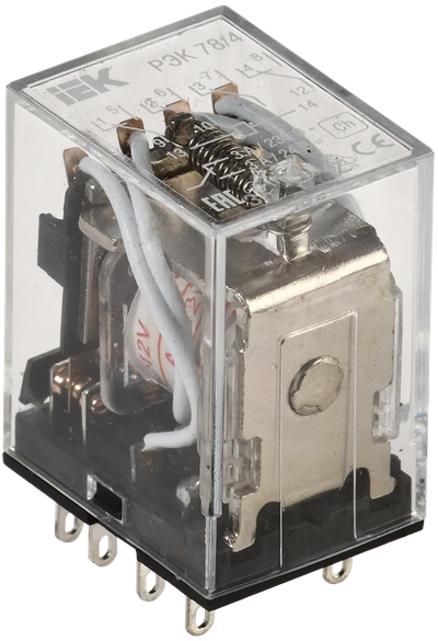 Реле РЭК78/4(MY4) с индикацией 3А 12В AC IEK Реле РЭК78/4(MY4) с индикацией 3А 12В AC IEK