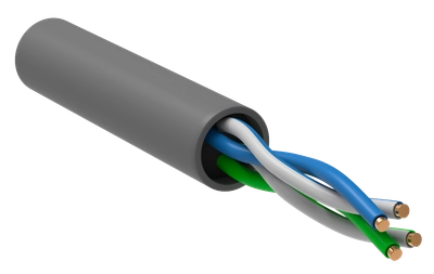 ITK Витая пара U/UTP кат.5E 2х2х24AWG solid PVC серый (500м)