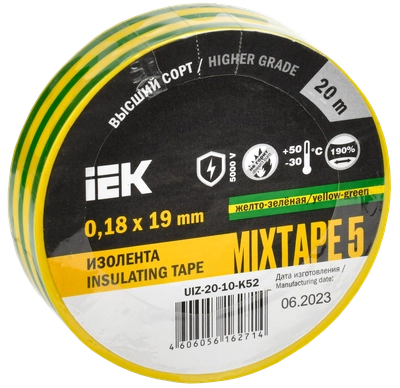 MIXTAPE 5 Изолента 0,18х19мм желто-зеленая 20м IEK MIXTAPE 5 Изолента 0,18х19мм желто-зеленая 20м IEK