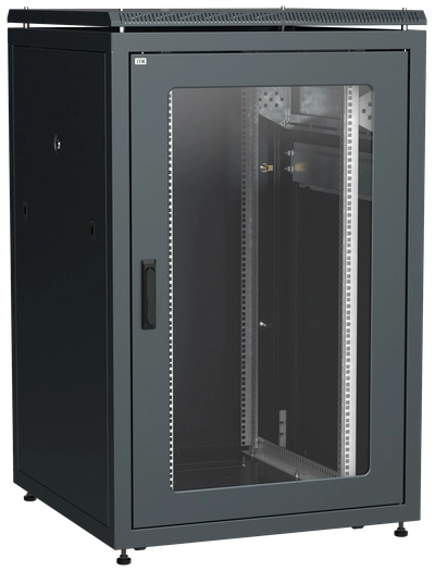 ITK LINEA N Шкаф сетевой 19" 24U 800х800мм стеклянная передняя дверь задняя металлическая черный ITK LINEA N Шкаф сетевой 19" 24U 800х800мм стеклянная передняя дверь задняя металлическая черный
